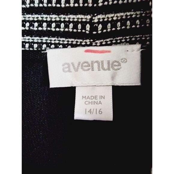 Avenue 14/16 Black White Striped Open Waterfall Front Cardigan Sweater L/S - Picture 5 of 8
